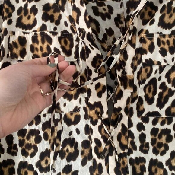 Mob Wife Tunic Dress EQUIPMENT Leopard Print Cotton Effortless French Chic - Picture 6 of 14